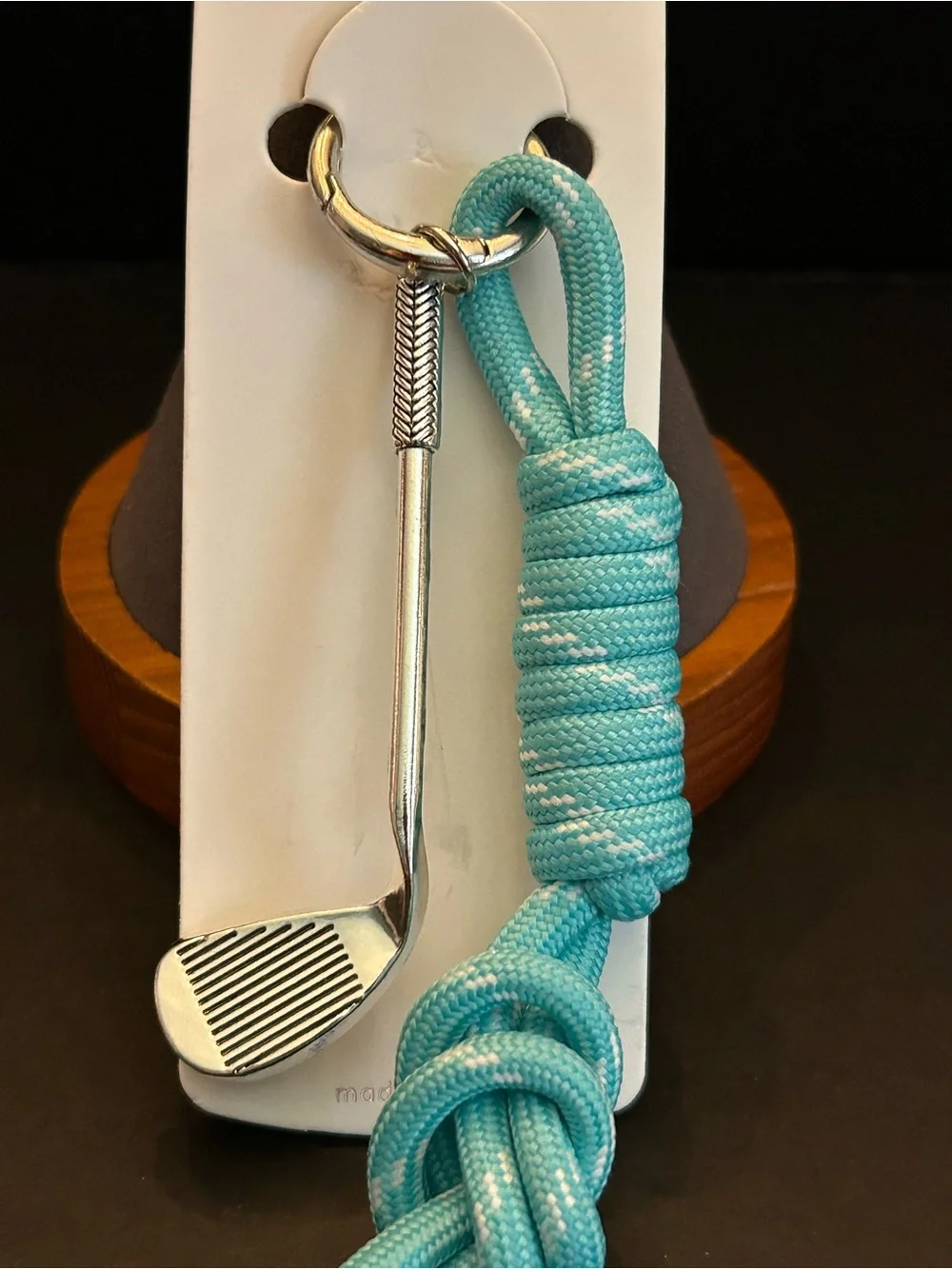 Mint Assorted Color Silver Golf Club Bag Charm Keychain w/Braided Cord
